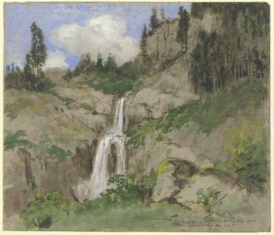 Landschaft mit Wasserfall (Dekoration zu einem Puppentheater) von Hans Thoma
