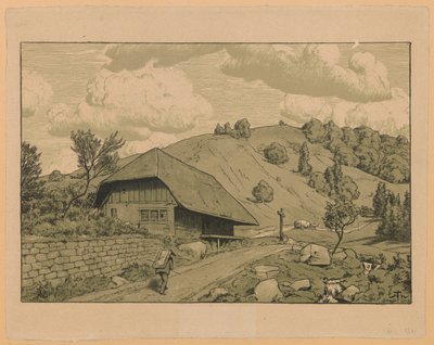 Landschaft mit Wanderer aus der Umgebung von Happach im Schwarzwald von Hans Thoma