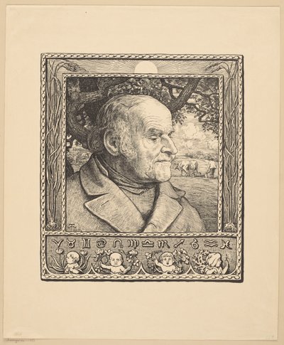 Porträt eines Mannes vor einem Pflug von Hans Thoma
