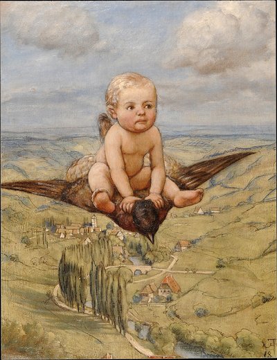 Auf einem Vogel reiten von Hans Thoma