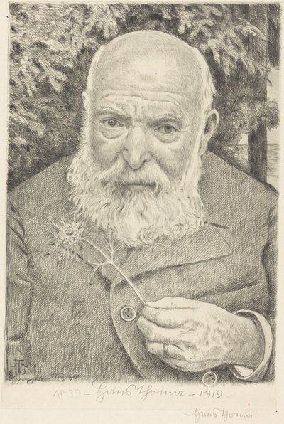 Selbstbildnis VI mit Blume von Hans Thoma