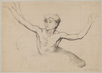 Studie eines halbnackten Jünglings mit ausgebreiteten Armen von Hans Thoma