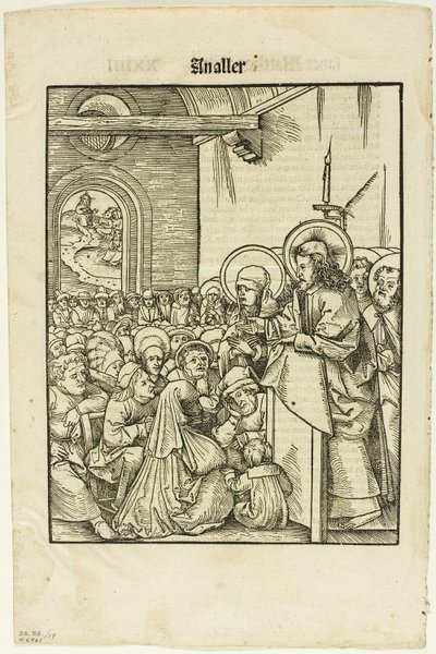 Christus predigt, aus Leben Jesu Christi, Tafel 19 aus Holzschnitten aus Büchern des XVI. Jahrhunderts von Hans Wechtlin I