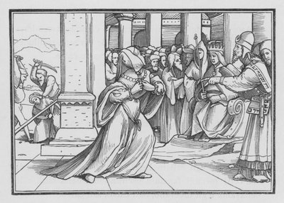 Athalia dringt in den Tempel ein und wird ergriffen und getötet, 2 Könige XI, 14 von Hans after Holbein the Younger