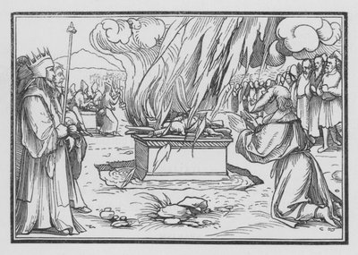 Elia betet und wird durch Feuer vom Himmel erhört, 1 Könige XVIII, 38 von Hans after Holbein the Younger