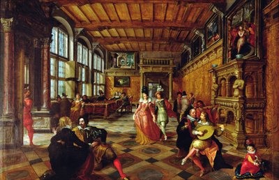 Szene eines Balls in einem flämischen Innenraum von Hans or Jan Vredeman de Vries
