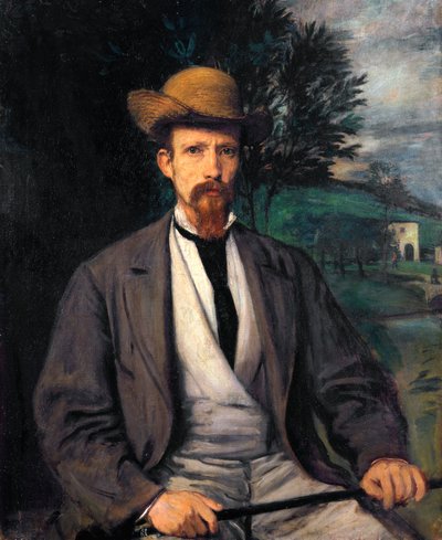 Selbstporträt mit gelbem Hut von Hans von Marées