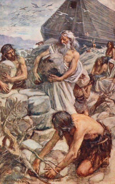 Altes Testament: Noah baut seinen Altar von Harold Copping