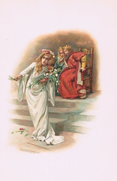 Ophelia mit dem König und der Königin, Illustration aus Hamlet von Harold Copping