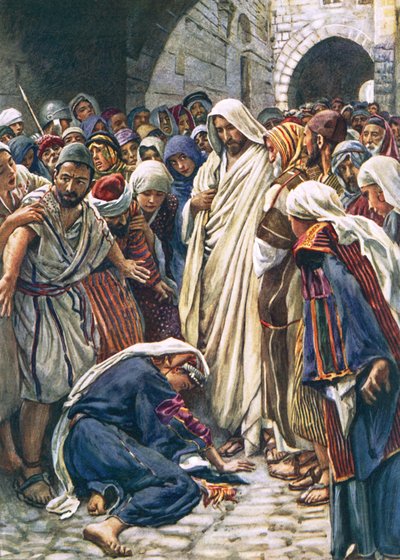 Die Frau, die den Saum seines Gewandes berührte von Harold Copping
