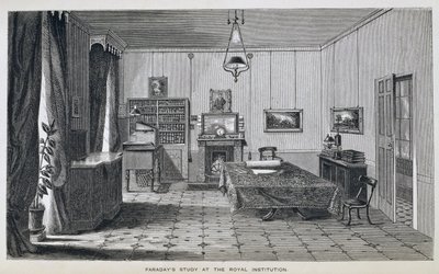 Michael Faradays Arbeitszimmer im zweiten Stock des Royal Institution, aus Henry Bence Jones
