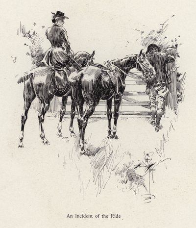 Reiter halten an, um ein Tor zu öffnen von Harrison Fisher