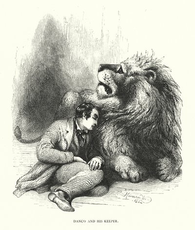 Löwe und sein Wärter (Gravur) von Harrison William Weir