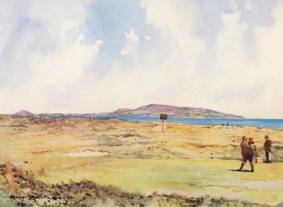 Golfplätze: Dollymount, das erste Tee, Blick Richtung Howth von Harry (1878 1950) Rountree