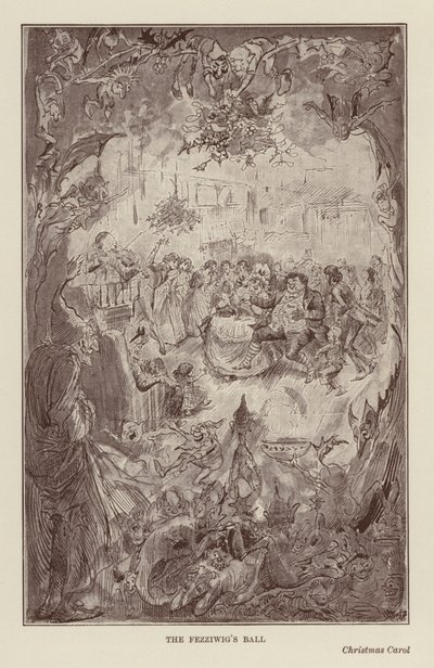Weihnachtsbücher von Charles Dickens: Weihnachtslied (Lithografie) von Harry (after) Furniss
