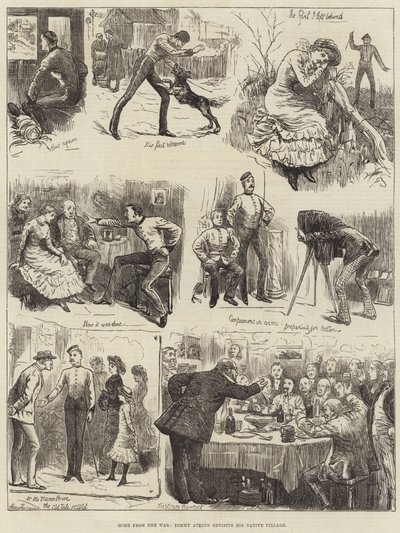 Heimkehr vom Krieg, Tommy Atkins besucht sein Heimatdorf von Harry Furniss