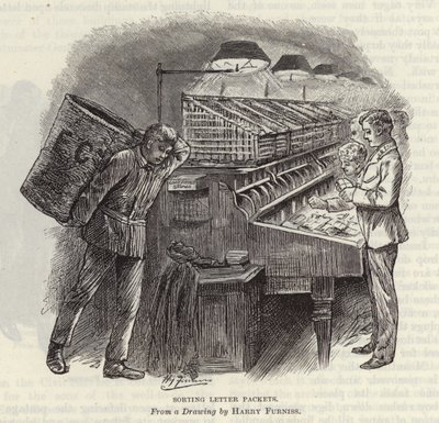 Sortieren von Briefpaketen von Harry Furniss