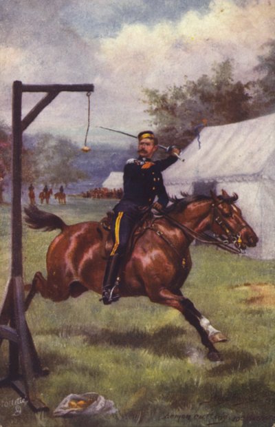 Britischer Soldat der 10. Husaren beim Zitronenschneiden von Harry Payne