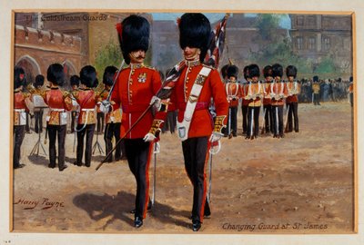 Die Coldstream Guards wechseln die Wache am St. James, um 1905 von Harry Payne