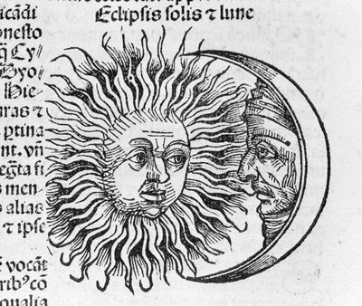 Eklipse beschrieben von Hartmann Schedel in der Nürnberger Chronik von Hartmann Schedel