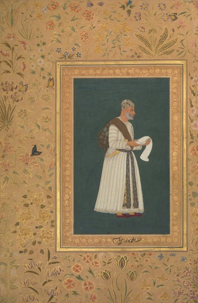 Porträt von Mulla Muhammad Khan Vali von Bijapur, Folio aus dem Shah Jahan Album, recto: ca. 1620 von Hashim