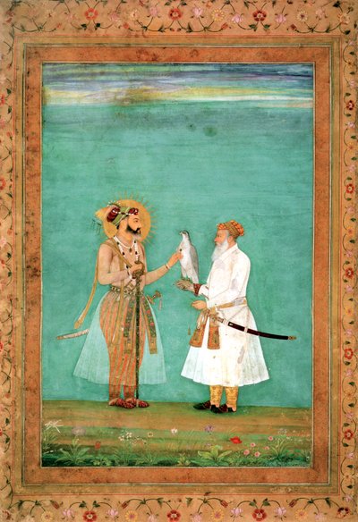 Kaiser Shah Jahan und ein älterer Höfling mit einem Falken, ca. 1650 von Hashim Hashim