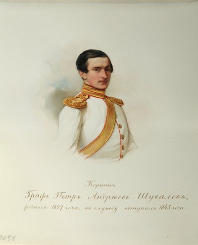 Porträt von Graf Pyotr Andreyevich Shuvalov 1827-1889 aus dem Album der Kaiserlichen Leibgarde, 1846-1849 von Hau