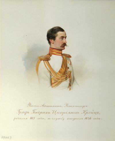 Porträt von Graf Heinrich Cyprianovich von Kreutz aus dem Album der Kaiserlichen Leibgarde von Hau