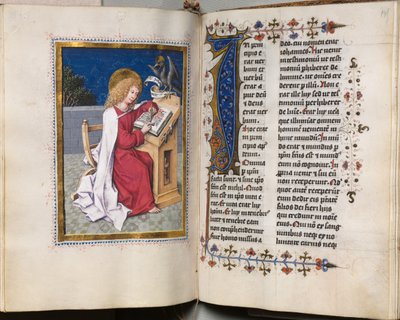 Evangelienbuch mit Evangelistenporträts: Verzierte Initiale von Hausbuch Master
