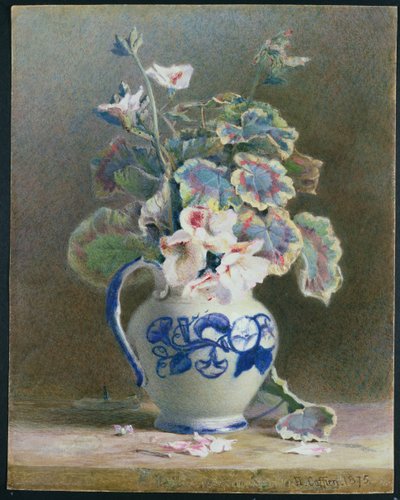 Geranien in einem chinesischen Krug, 1875 von Hector Caffieri