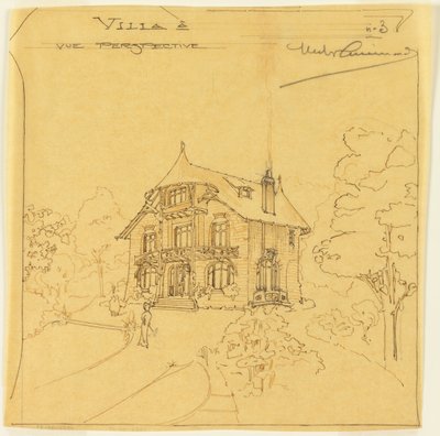 Perspektivische Ansicht einer Villa von Hector Guimard