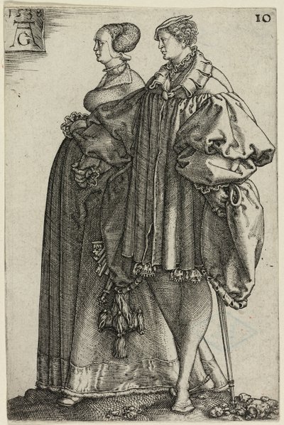 Tanzendes Paar, Platte zehn aus Die großen Hochzeits-Tänzer von Heinrich Aldegrever