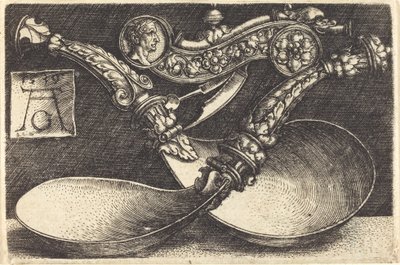 Entwürfe für zwei Löffel und eine Hundepfeife, 1539 von Heinrich Aldegrever