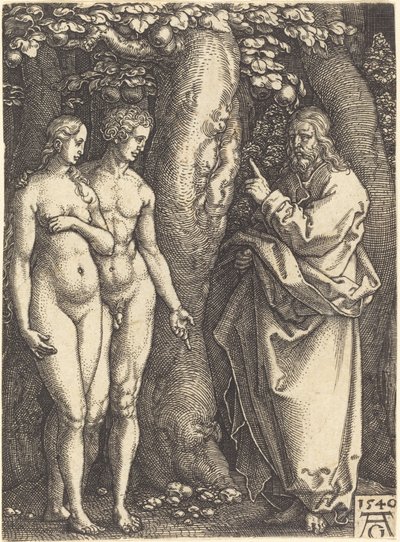 Gott verbietet vom Baum zu essen von Heinrich Aldegrever