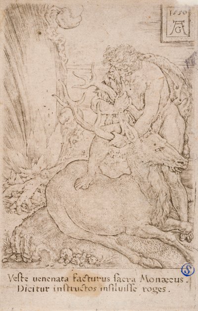 Herakles fängt die Kerynitische Hirschkuh, aus der Serie: Die Arbeiten des Herkules (13) von Heinrich Aldegrever