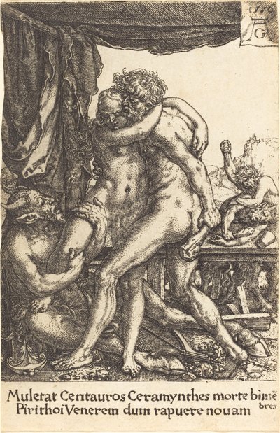 Herkules verhindert den Raub der Hippodamia durch die Kentauren von Heinrich Aldegrever
