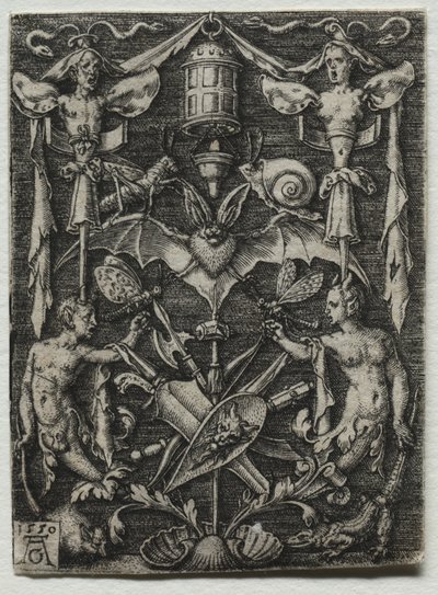 Ornamentdesign mit einer Fledermaus im Zentrum, 1550 von Heinrich Aldegrever