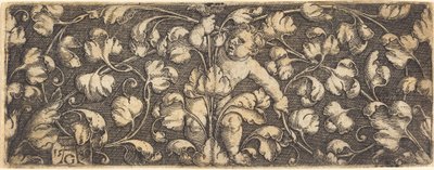 Ornament mit Laubwerk und einem Kind in der Mitte von Heinrich Aldegrever