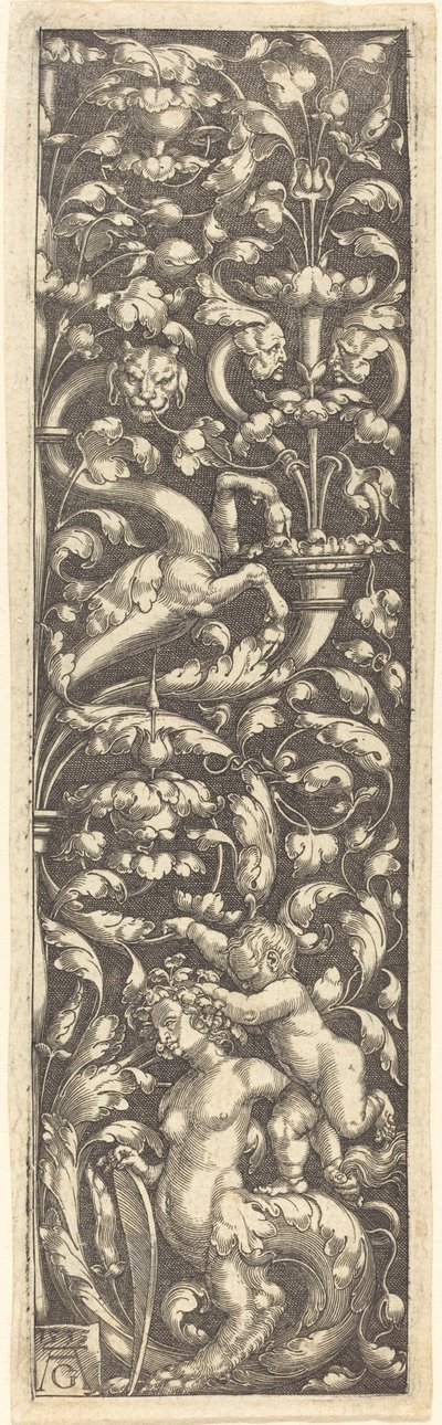 Ornament mit einem Kind auf dem Rücken einer Sphinx von Heinrich Aldegrever