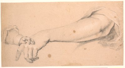 Studie: ein Frauenarm, auf dem eine Kinderhand ruht von Heinrich Dittmers