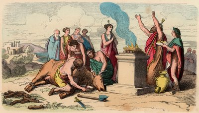 Antikes Griechenland: Ritual der Stieropferung - Griechenland zur Zeit der Könige von Heinrich Leutemann
