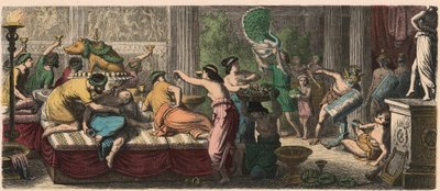 Antikes Rom: Ein Bankett mit einer Aufführung von Gladiatoren von Heinrich Leutemann
