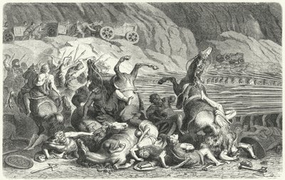 Römer in Phalanx-Formation gegen thrakische Kavallerie von Heinrich Leutemann