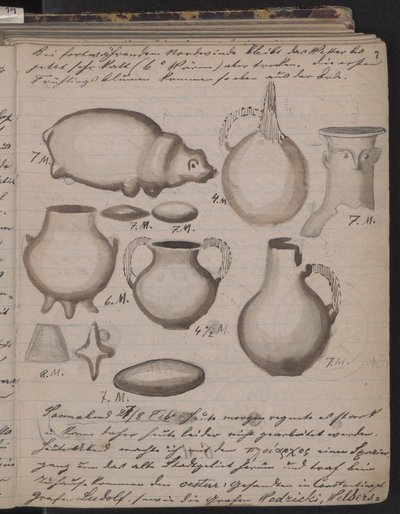 Das Tagebuch der Schliemanns enthält Skizzen von Entdeckungen, 1873 von Heinrich Schliemann