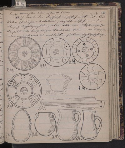 Das Tagebuch der Schliemanns enthält Skizzen von Entdeckungen, 1873 von Heinrich Schliemann