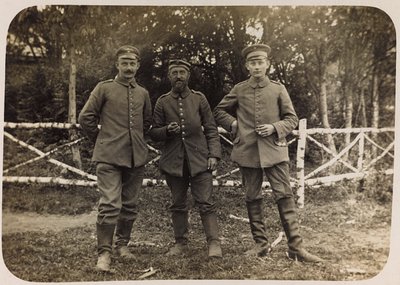 Erster Weltkrieg: Ukraine in den Jahren 1914-1916 während der Invasion der deutschen Armee. Gruppe von Soldaten (s/w Foto) von Heldenfriedhof Dsessentniki (attr. to)