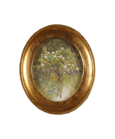 Rosenbusch und Schwertlilien von Helen Allingham