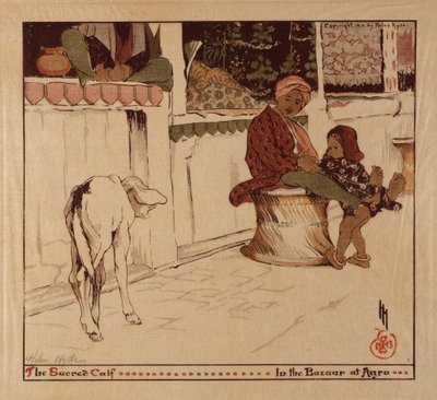 Das heilige Kalb im Basar von Agra von Helen Hyde