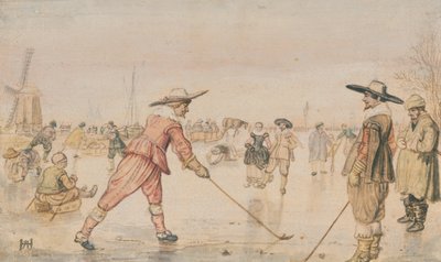 Eine Winterszene mit zwei Herren beim Colf-Spiel von Hendrick Avercamp