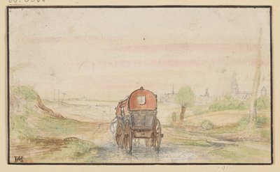 Landstraße mit einer roten Kutsche von Hendrick Avercamp